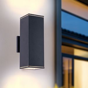 Modern Outdoor <b>Wall</b> <b>Sconce</b> 2-<b>Light</b> Aluminum Rectangular Tube Tempered Glass Waterproof Patio <b>Light</b> - Product Image 1