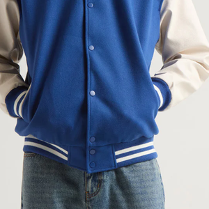 Chaqueta Varsity con Logotipo Personalizado, Mangas de Cuero, Bordado Negro, Chaqueta Universitaria de Béisbol para Parejas, Chaqueta Letterman Varsity para Hombre - Product Image 6