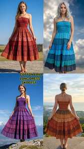 Vestido Largo Bohemio de Algodón con Volantes para Mujer, Vestido Casual con Volantes, Vestido Maxi con Capas para Verano y Playa, Cuello en V, Vestido Fluido para Mujer - Product Image 4