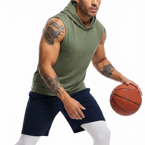 Sudadera con Capucha sin Mangas Personalizada para Hombre, OEM ODM, de Algodón y Felpa, para Gimnasio, Entrenamiento y Fitness - Product Image 5