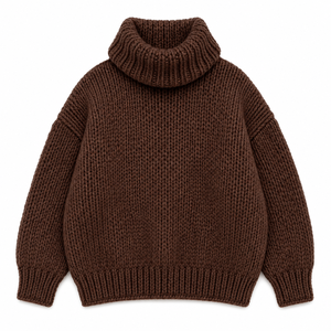 Pull col roulé surdimensionné en tricot épais pour femme, 100 % coton, respirant, anti-plis, anti-rétrécissement, hiver, devant ouvert - Product Image 5