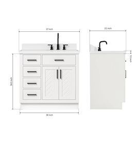 Mueble de Baño Personalizado Esther de 37 Pulgadas con Lavabo a la Derecha, Solo Mueble, 4 Opciones de Acabado, Fabricante OEM de Vietnam - Product Image 1