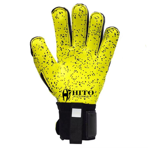 Gants de gardien de but de football jaunes et noirs sur mesure avec latex allemand de 4 mm, coupe négative, embossage en latex allemand - Product Image 3