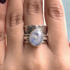 Moonstone <b>Spinner</b> <b>Ring</b> Handmade Fidget Rainbow Moonstone Sterling Silver <b>Ring</b> Anxiety Relief Jewelry Boho Gift - Product Image 3
