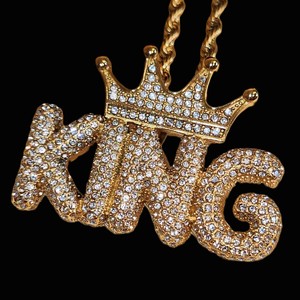 Custom <b>King</b> Name Iced Hip Hop Men's VVS Moissanite Chains Gold Plated Pendant S925 Silver Moissanite Pendants & Charms RB Gems - Product Image 4