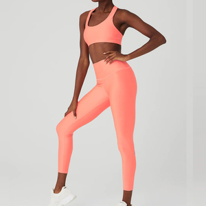 High Quality Animal Print Zippers Elastic Waist Breathable Quick Dry 2-Piece Leggings Bra Workout Set Front Logo Women's Sports - Product Image 6