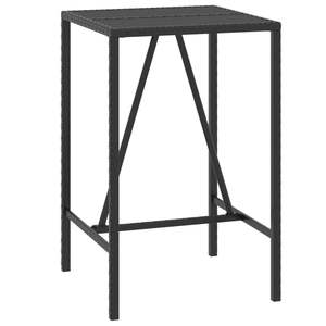 Mesa Alta Moderna con Tapa de Vidrio y Juego de Muebles de Jardín de Poliratán Negro - Product Image 2
