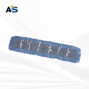 A&S Durable 5x32 Blue Dust <b>Mop</b> with Synthetic Cotton Fibers Cut-End Design and Grey Backing for Multi-Floor Cleaning - Product Image 1