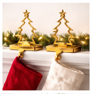 Luxury Gold Metal Christmas Tree Stocking Holder For Fireplace Mantle Elegant Handmade Xmas Hanger <b>Hook</b> For Holiday Home Decor - Product Image 6