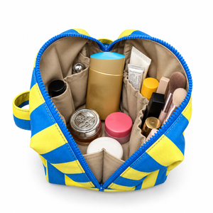 Letter Pattern Canvas Fashion Cosmetic Bag Zipper Closure Soft Handle Water Resistant Medium Capacity Portable <b>Makeup</b> <b>Case</b> - Product Image 5