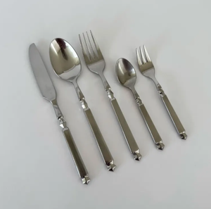 High Quality Stainless Steel Cutlery Set <b>Antique</b> Square Handle Tableware <b>Safe</b> Wedding Utensils - Product Image 2