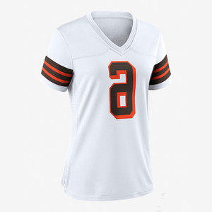 Maillot de football américain blanc personnalisé, séchage rapide, respirant, polyester, col en V, manches courtes, uniforme d'équipe - Product Image 6