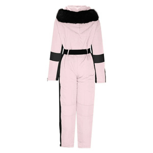 Traje de Esquí Personalizado de una Pieza para Mujer, Mono Rosa con Capucha para Snowboard con Cinturón - Product Image 2