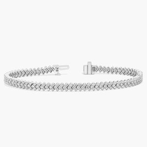 Lab Grown Diamond Round Brilliant Cut Chevron Tennis <b>Bracelet</b> in White Gold Luxury Style - Product Image 3