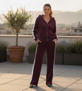 Ensemble de survêtement pour femme automne-hiver, veste courte à fermeture éclair avec poche, pantalon de jogging en velours, ensemble deux pièces en velours - Product Image 6