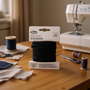 Fascia elastica Ilan 5 mm x 5 m nera per cucito e artigianato - Product Image 3