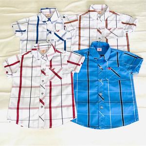 Ropa a la moda para niños, Tops a cuadros, Camisa de algodón - Product Image 2