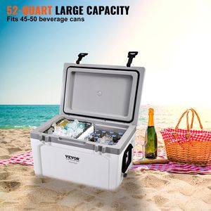 Glacière isotherme portable 52 Qt, robuste avec poignée, maintien de la glace, capacité de 50 canettes, idéale pour les boîtes à lunch, les camps et les aventures en plein air - Product Image 4