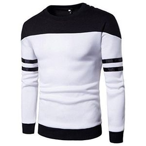 Pull à col rond pour homme à manches longues en coton 100% avec blocs de couleur, tricoté en molleton, style décontracté streetwear, fermeture éclair sur le devant - Product Image 1
