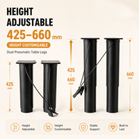 Pied de table réglable en hauteur à double colonne en aluminium, avec ressort à gaz à verrouillage par pédale, robuste, 2 étapes, pour usage industriel