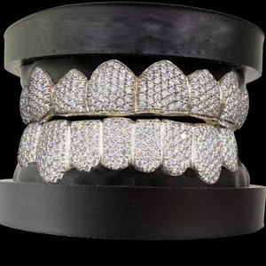 Grillz Dentales de Diamantes, Corte Brillante Redondo, Microincrustaciones, Estilo Hiphop, Unisex, Uso Diario, Grillz Finos - Product Image 1