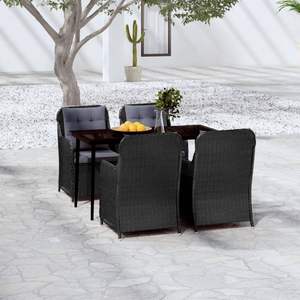 Juego de Comedor de Jardín de 5 Piezas de Acero con Recubrimiento de Polvo Negro - Product Image 1