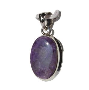 2025 Grado Superior Charoite cabujón Unisex colgante 925 plata esterlina forma ovalada bisel ajuste Natural moda colgante encantos - Product Image 6
