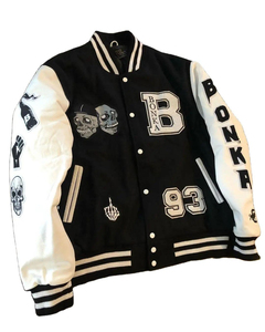 Chaqueta Varsity de Lona Estilo Urbano, Holgada, con Colores en Contraste, Botones, Bordado Personalizado, Parches con Logotipo del Equipo, Vintage, Resistente al Viento - Product Image 6