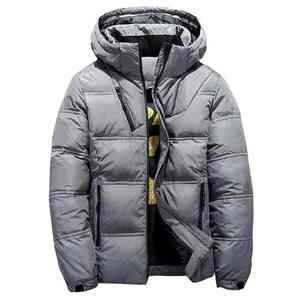 customized men's <b>Long</b> Sleeve <b>Winter</b> Warm Puffer down <b>Jacket</b> with Metallic Zipper Shiny Thick Hooded Polyester Lining - Product Image 1