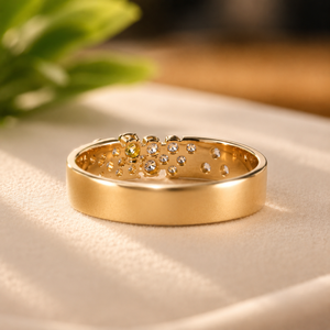 Bague de fiançailles plaquée or jaune, grappe de fleurs, moissanite, alliance de mariage, diamant rond, bijoux personnalisés - Product Image 6