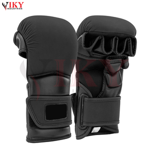 Servicio OEM ODM, Guantes de MMA de Cuero Negro con Logotipo Personalizado, Palma Abierta, para Grappling, Sparring, Entrenamiento de Artes Marciales Mixtas - Product Image 3