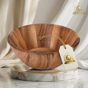 Bol en bois sculpté à motifs floraux, design incrusté, en bois naturel, pour servir les fruits, vaisselle de cuisine artisanale, vaisselle en bois - Product Image 5