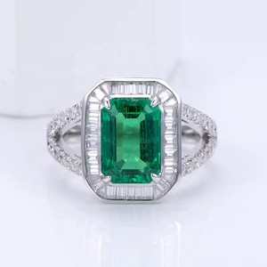 <b>925</b> Sterling <b>Silver</b> 14K Luxury Design Emerald Green <b>Ring</b> for Woman Wedding Engagement Gold <b>Ring</b> Moissanite <b>Ring</b> - Product Image 5