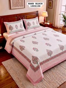 Parure de lit de qualité export en pur coton, drap-housse king size, 2 taies d'oreiller réversibles à fermeture éclair, literie confortable disponible à la vente - Product Image 2