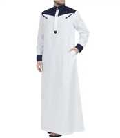 Abaya décontractée pour hommes musulmans arabes, col montant, manches longues, longueur cheville, respirante, extensible dans les quatre sens, style Moyen-Orient islamique