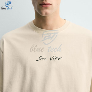 Camiseta de algodón de manga corta con cuello redondo y estampado de letras para hombre, estilo casual, de Blue Tech - Product Image 5