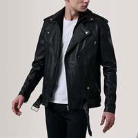 Veste en cuir de mouton véritable, style motard, nouvelle mode, fermeture éclair, ceinture ajustable, vestes en cuir pour hommes