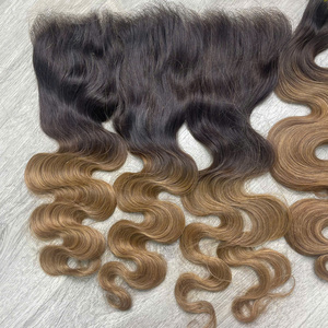 LINU Virgin Raw Vietnamese Hair 100g Hair Weaving Super Quality Machine Double Weft <b>Body</b> <b>Wave</b> Ombre Brown - Product Image 4
