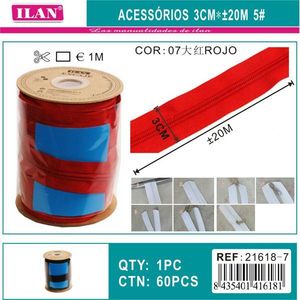 Cerniera Iln 3 Cm X 20 M N° 5 Rossa, Accessorio per Cucito - Product Image 3