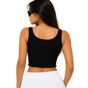 Women Ribbed Luxury Rhinestone Flame-rhinestone Crop Tank Top Slim Fit Streetwear Sleeveless Fashion Women's Shirts Manufacturer - Product Image 2