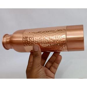 Ayurvedic Certified Plain Copper Water <b>Bottle</b> With Hammered Design Grip Easy To Carry For Office Home Drinking Use Wholesale - Product Image 5