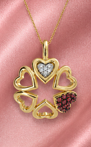 Collier pendentif cercle cœur en argent sterling 925 plaqué or avec zircon cubique rouge et accents de diamants CZ pour femme, élégant - Product Image 5