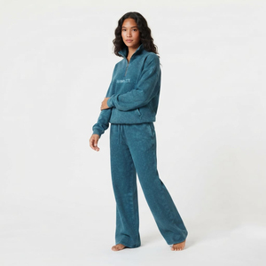 <b>Oversized</b> Quarter Zip Sweatshirt And <b>Sweatpants</b> Two Piece Women Tracksuit Streetwear Outfit OEM ODM Manufacturer - Product Image 2