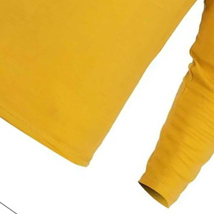 เสื้อยืดแขนยาวทรงเฮนลีย์ผู้ชายคุณภาพสูง ปี 2026 สีเหลืองล้วน สไตล์ลำลอง ผ้าถัก ทรงปกติ คอกลม โลโก้ด้านหน้า ผ้าฝ้าย 100% - Product Image 6