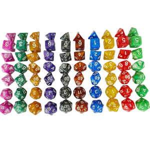 Custom <b>Resin</b> <b>Crafts</b> DND Dice Colorful Grid Design Solid Polyhedral Dices Sets With Colorful Number for Board Game D&D - Product Image 1