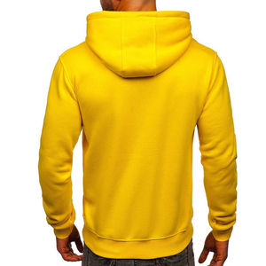 Sweat à capuche unisexe en coton épais 480 GSM, couleur jaune, pour homme, avec logo personnalisé imprimé - Product Image 3