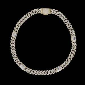 Collar de Plata Esterlina con Eslabones Cubanos y Detalles en Oro Rosa, Estilo Hip Hop, Cadena de Lujo, Joyería Elegante de Moda, Regalo - Product Image 3