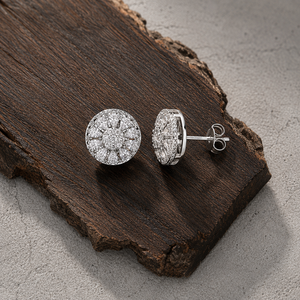 Custom 925 Sterling <b>Silver</b> Moissanite Cluster Stud <b>Earrings</b> Mens Hip Hop Round Ice <b>Earrings</b> Wholesale - Product Image 1