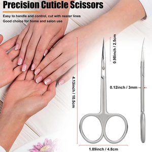Ciseaux à ongles de haute précision pour usage professionnel en salon de beauté, ciseaux de manucure incurvés en acier inoxydable avec manche en acier - Product Image 6