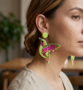 Boucles d'oreilles brodées à la main avec motif d'oiseau Orion Handicraft, uniques, tendance, légères, pour un usage quotidien estival, cadeau, bijoux - Product Image 1